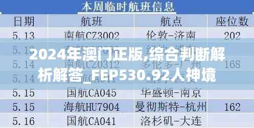 2024年澳门正版,综合判断解析解答_FEP530.92人神境