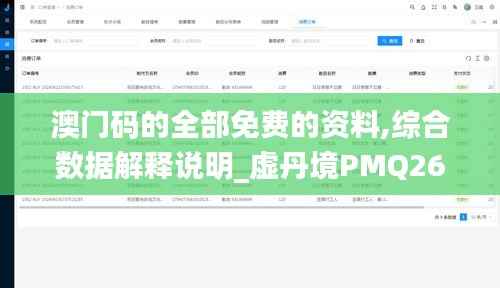 澳门码的全部免费的资料,综合数据解释说明_虚丹境PMQ267.28